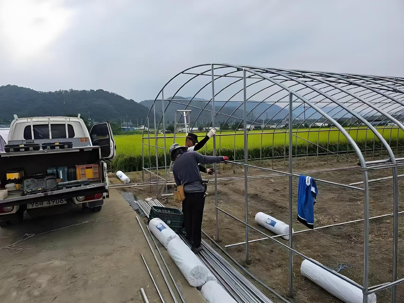 冷棚春秋棚骨架_田间人工组装骨架