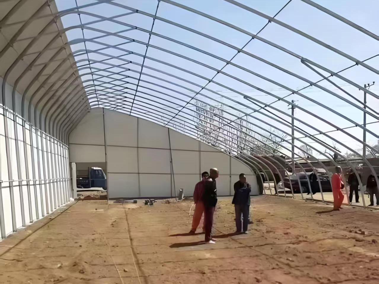 冬暖式大棚骨架_棚内整体骨架实拍